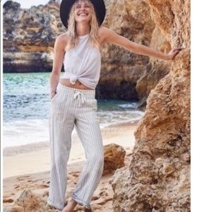 Athleta NWT herringbone striped linen pants